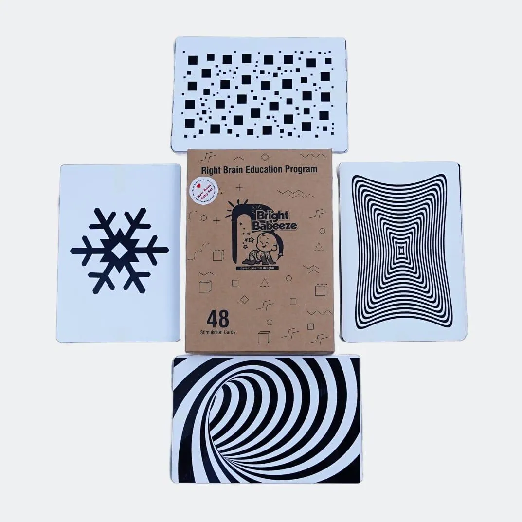 Black and white visual stimulation cards for babies