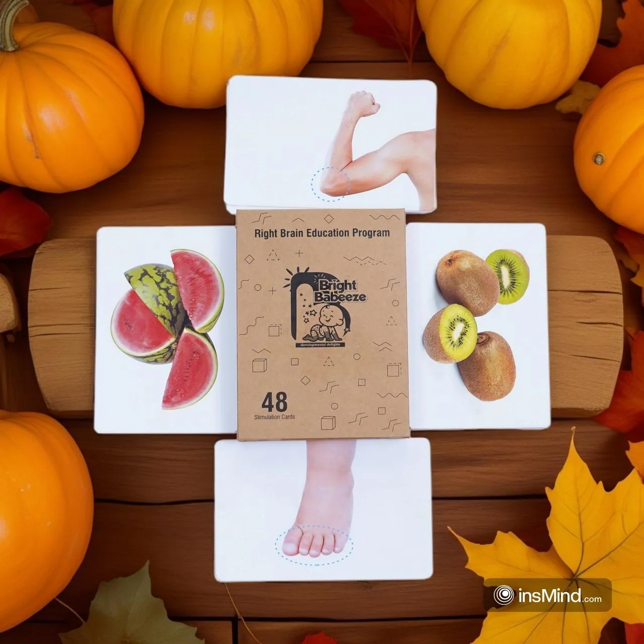Right Brain Education flash cards showing fruit and body parts